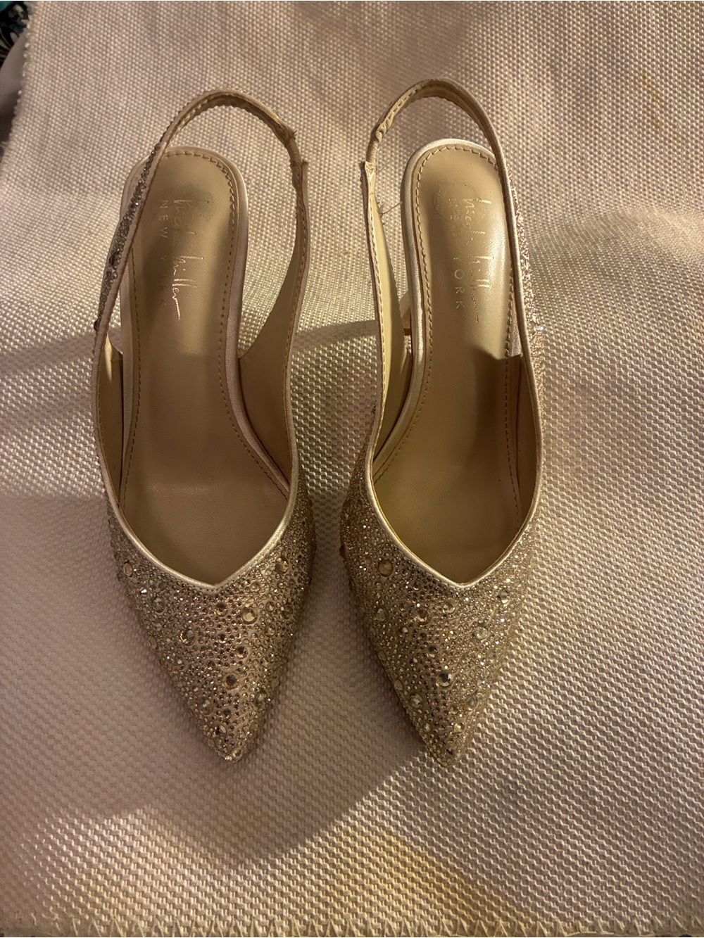 Nicole Miller Embellished Gold Slingback Pumps -size 6.5